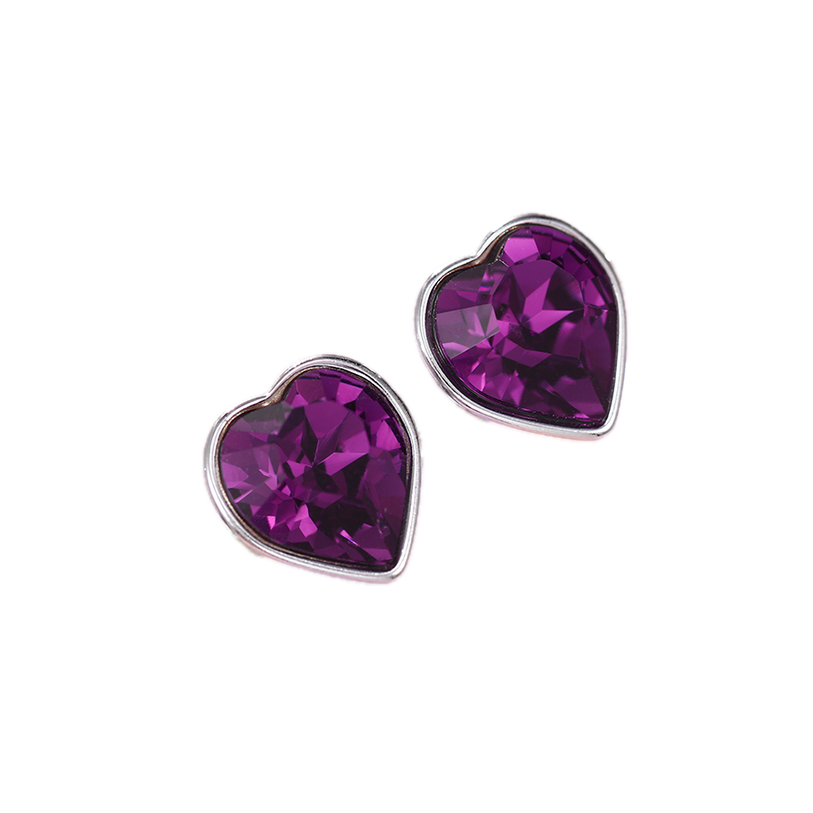 Violara – Platinum Plated Stud Earrings with Purple Synthetic Crystal | Rare Statement Studs for Women