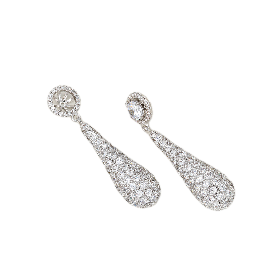 Platura – Platinum Plated Drop Earrings with White Cubic Zirconia | Refined Daily Earrings for Women