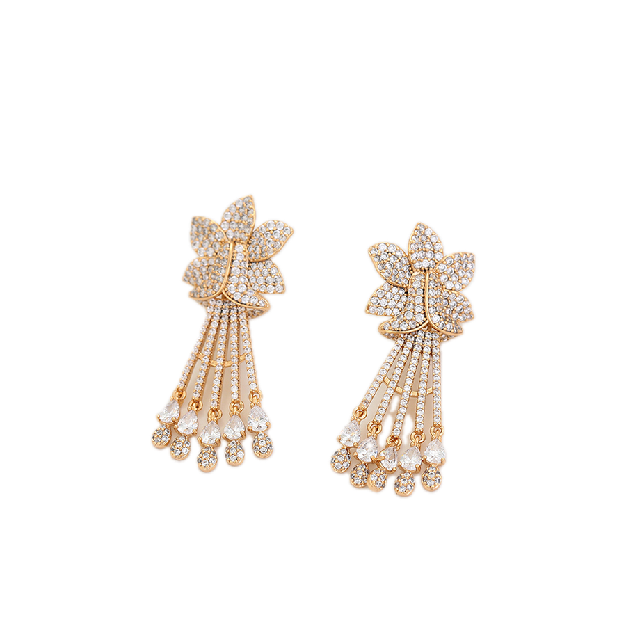 Auriva – 18K Gold Luxury Drop Earrings with White Cubic Zirconia | Celebration Earrings for Women