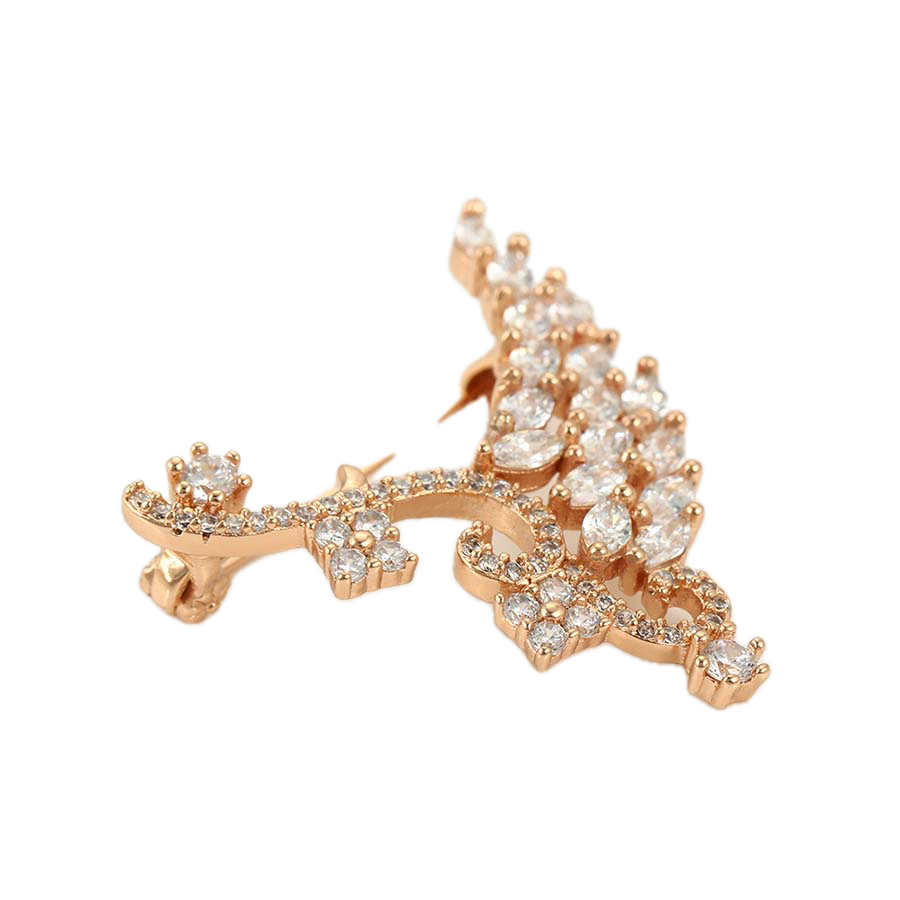 Florael – 18K Gold Brooch with White Cubic Zirconia | Delicate Refined Pin for Women