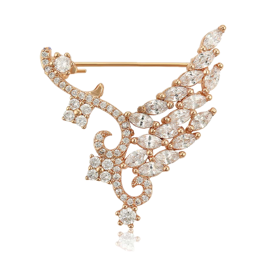 Florael – 18K Gold Brooch with White Cubic Zirconia | Delicate Refined Pin for Women