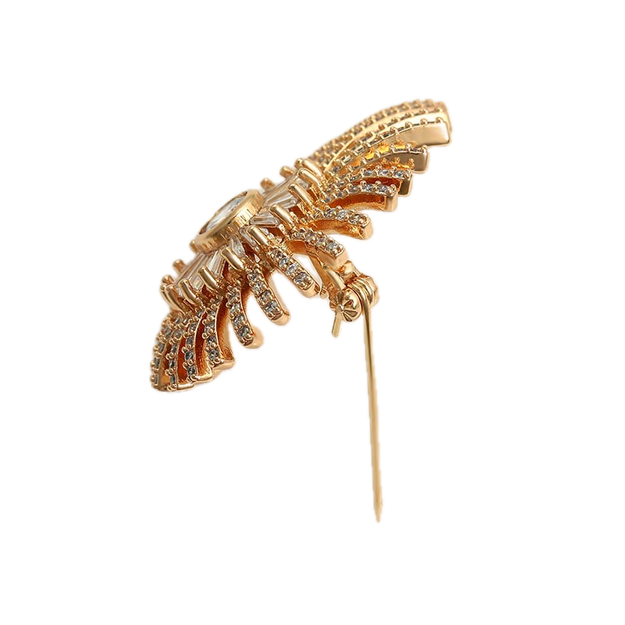Xperia – 18K Gold Signature Brooch with White Cubic Zirconia | Monogram Statement Pin for Women