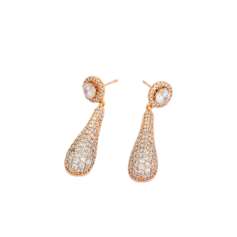 Solara – 18K Gold Luxury Drop Earrings with Statement White Cubic Zirconia | Premium Occasion Earrings for Women