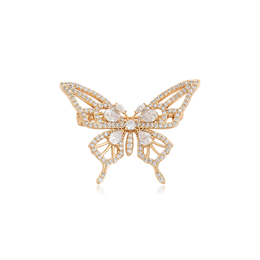 Faunara – 18K Gold Animal Shape Brooch with White Cubic Zirconia | Nature-Inspired Luxury Pin for Women