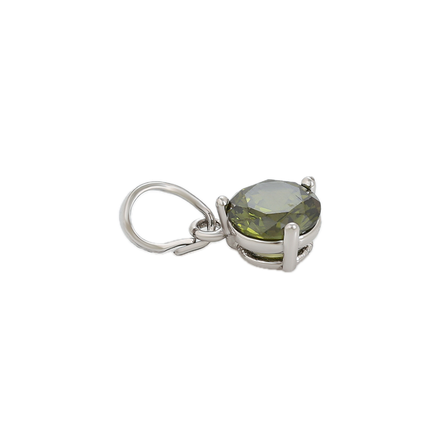 Olivène – Platinum Plated Pendant with Olive Green Cubic Zirconia | Nature-Inspired Luxury Necklace for Women