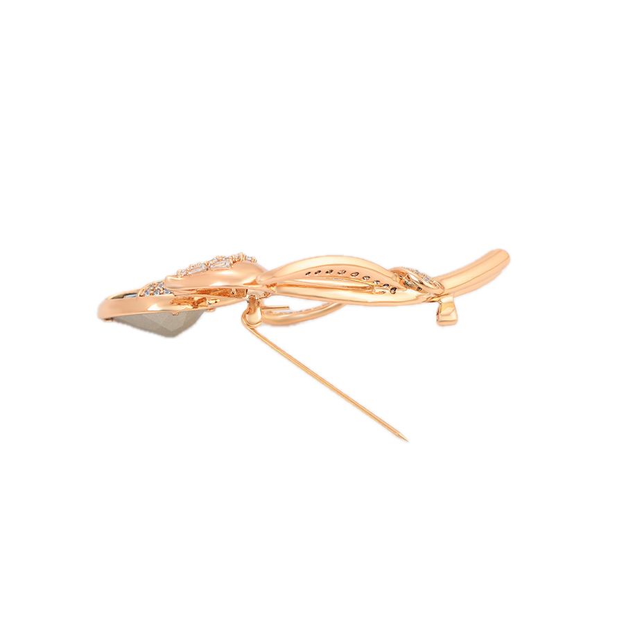 Vastura – 18K Gold Luxury Brooch with Statement Crystal | Grand Occasion Pin for Women