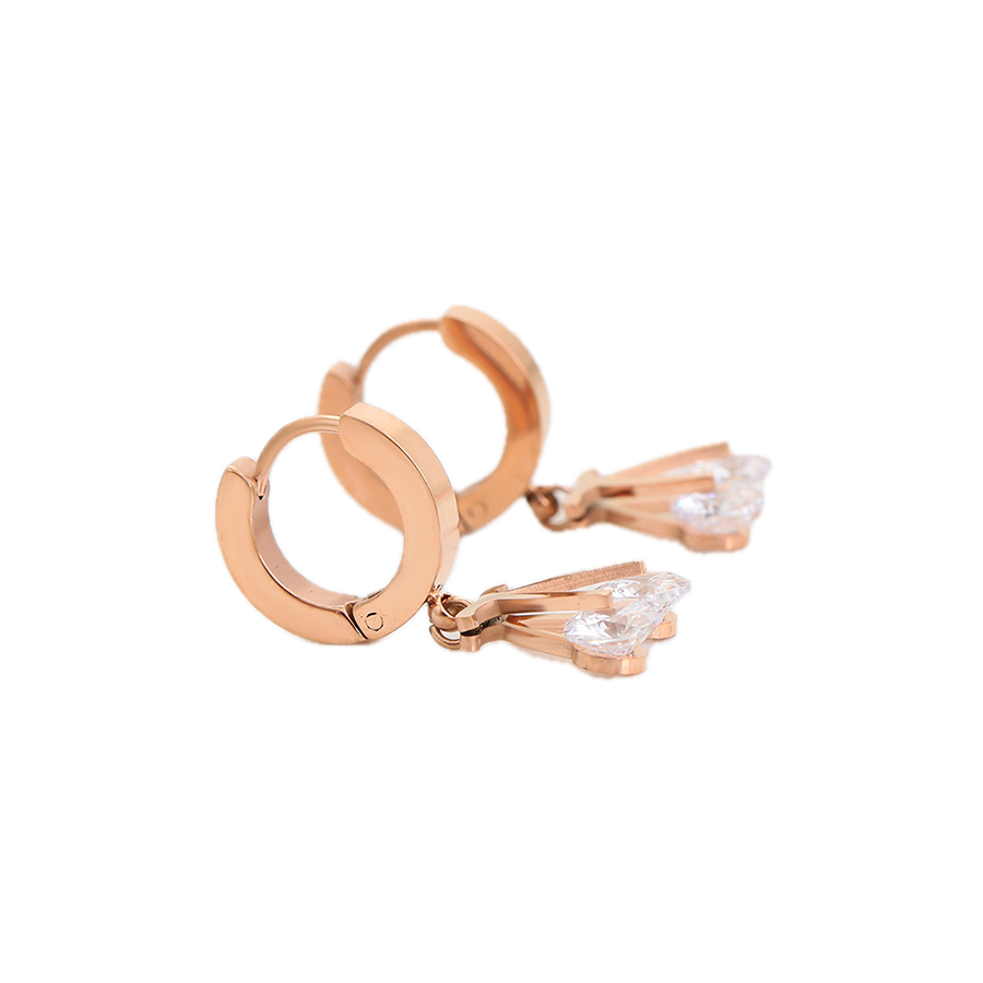 Rosaria – Rose Gold Stainless Steel Drop Earrings | Romantic Everyday Earrings for Women