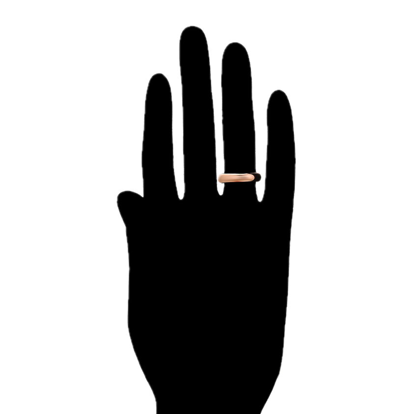 Black silhouette of a hand with a ring on a white background