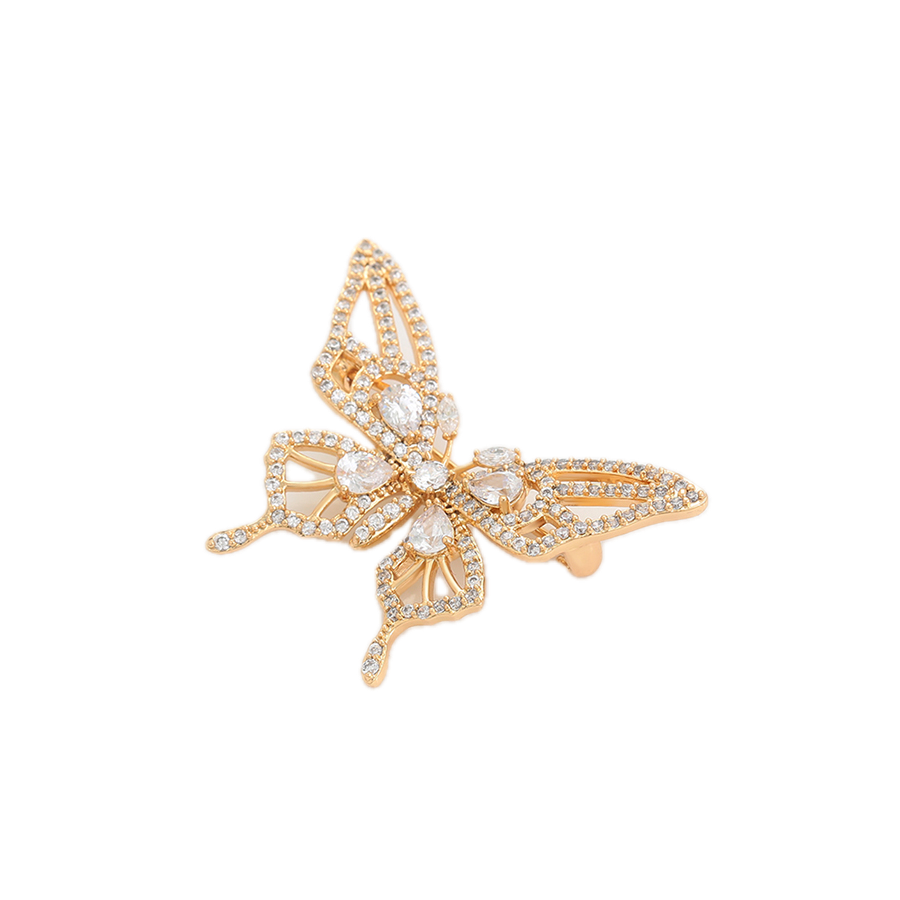 Faunara – 18K Gold Animal Shape Brooch with White Cubic Zirconia | Nature-Inspired Luxury Pin for Women