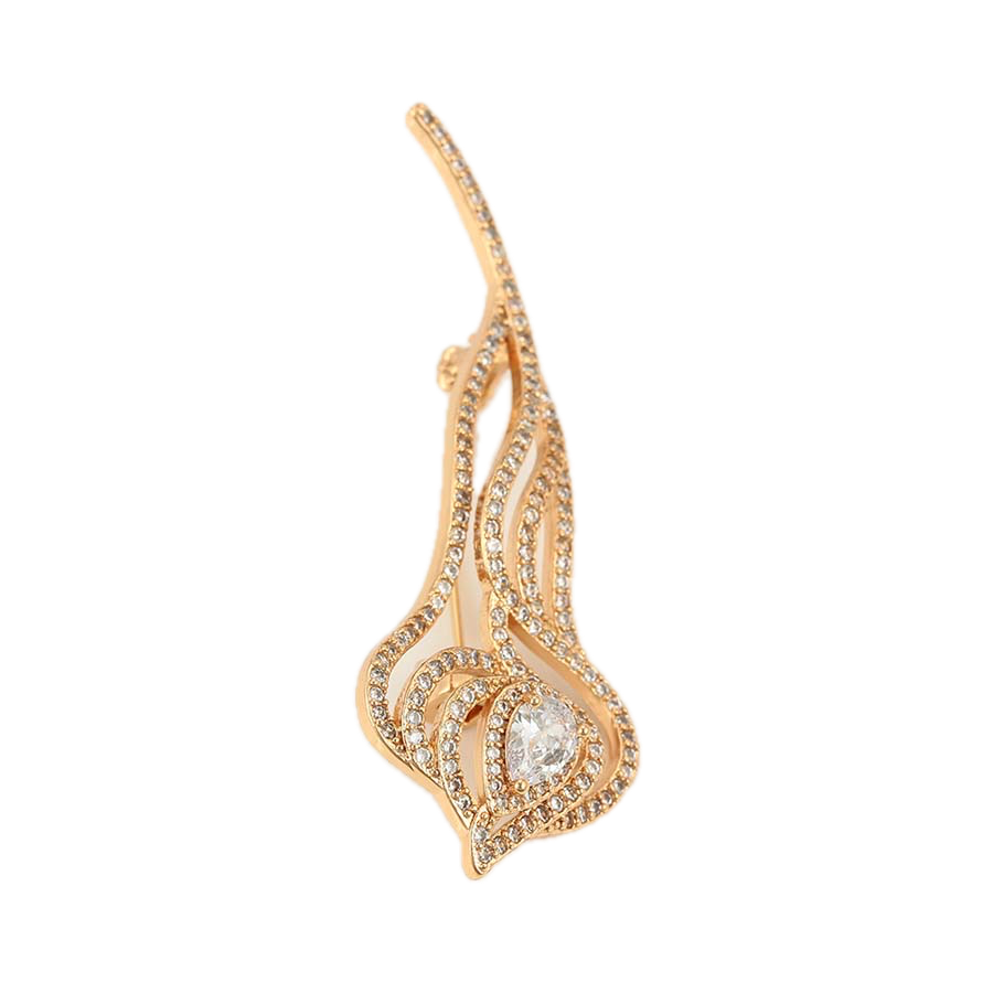 Lumaris – 18K Gold Brooch with White Cubic Zirconia | Radiant Everyday Pin for Women