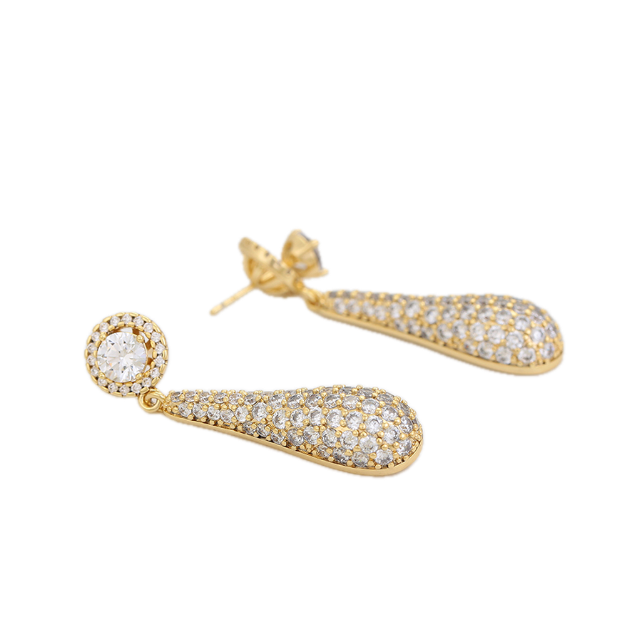Aurantē – 14K Gold Luxury Drop Earrings with White Cubic Zirconia | Premium Occasion Earrings for Women