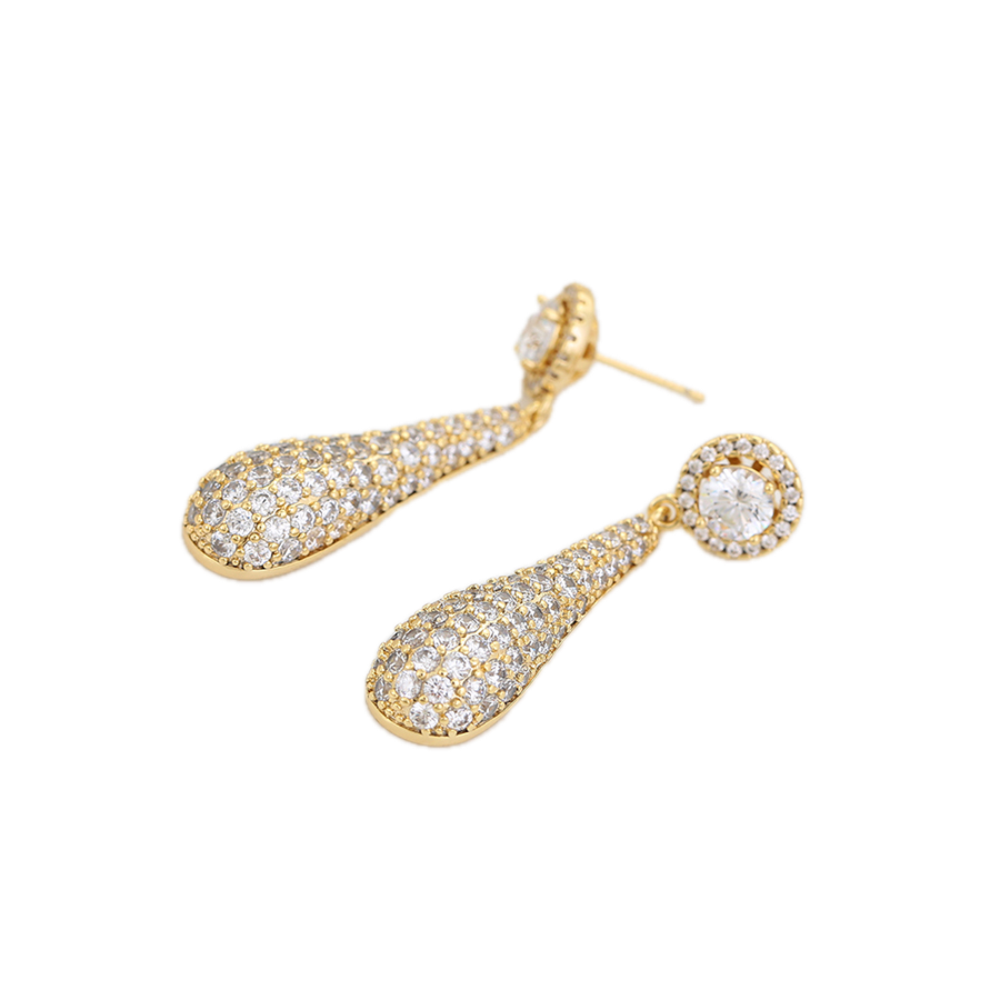 Aurantē – 14K Gold Luxury Drop Earrings with White Cubic Zirconia | Premium Occasion Earrings for Women