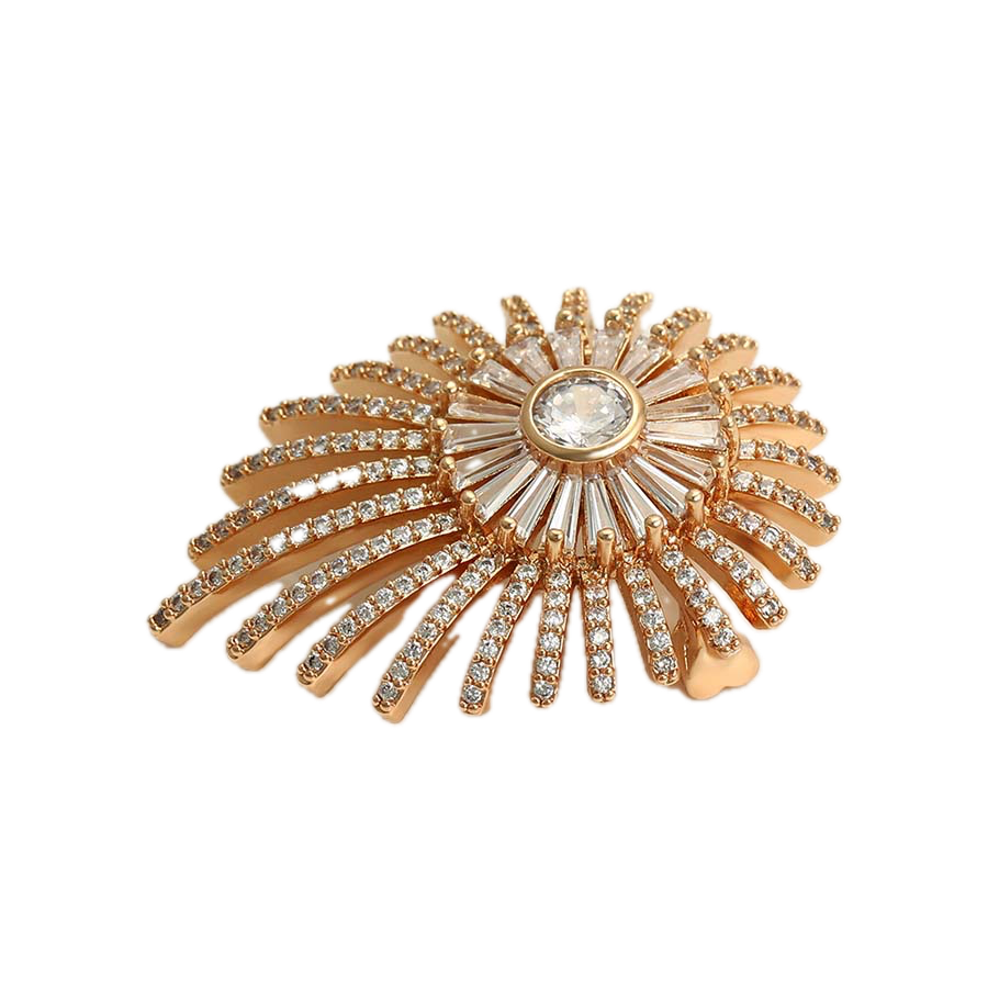 Xperia – 18K Gold Signature Brooch with White Cubic Zirconia | Monogram Statement Pin for Women