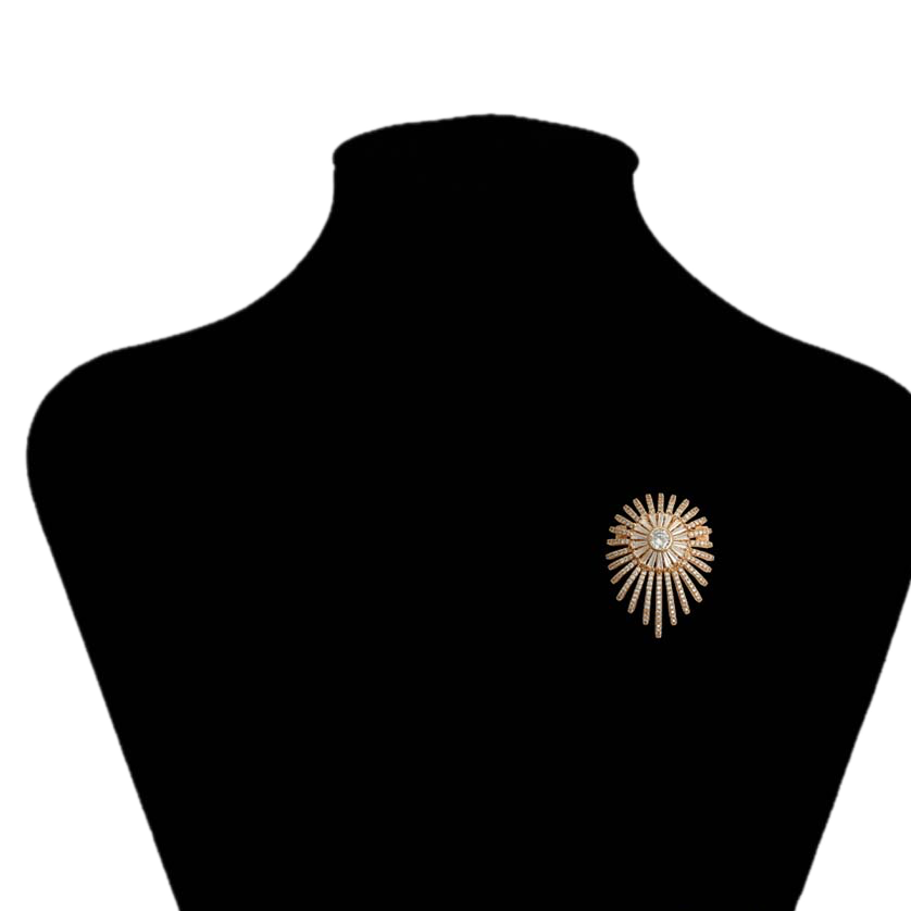 Xperia – 18K Gold Signature Brooch with White Cubic Zirconia | Monogram Statement Pin for Women