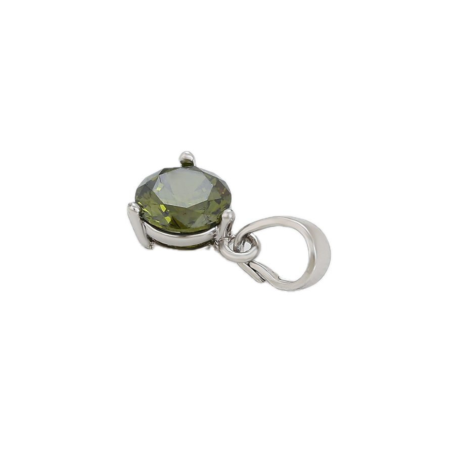 Olivène – Platinum Plated Pendant with Olive Green Cubic Zirconia | Nature-Inspired Luxury Necklace for Women