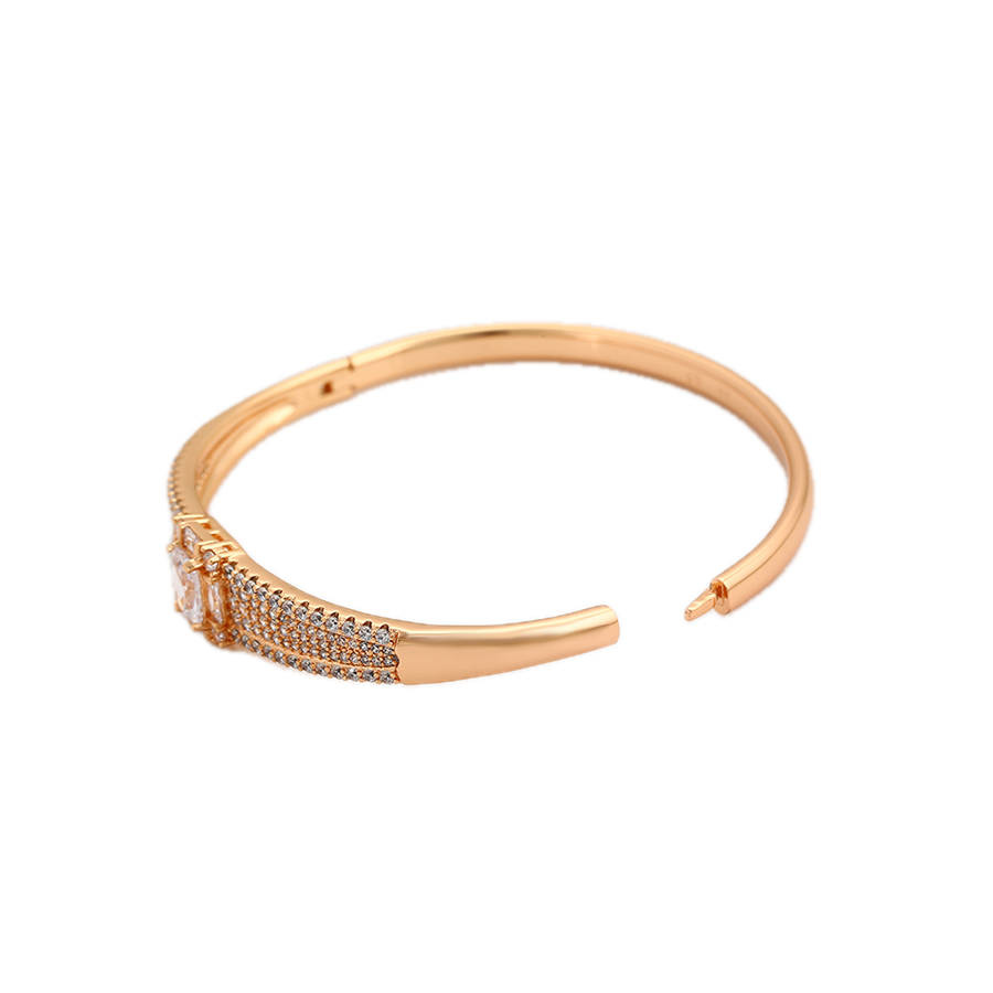 Auriva – 18K Gold Plated Luxury Bangle with White Cubic Zirconia | Statement Bracelet for Women