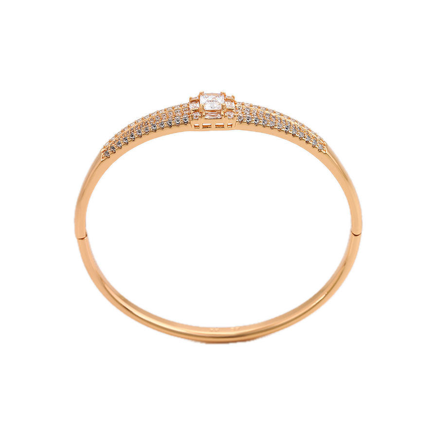 Auriva – 18K Gold Plated Luxury Bangle with White Cubic Zirconia | Statement Bracelet for Women