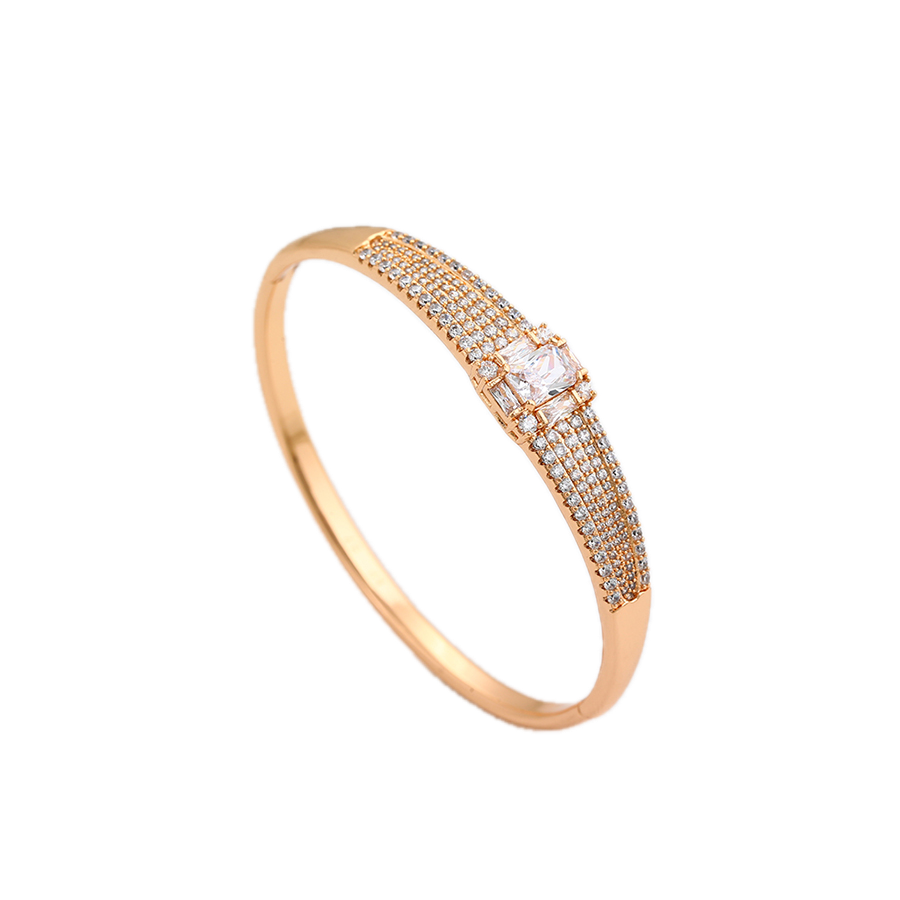 Auriva – 18K Gold Plated Luxury Bangle with White Cubic Zirconia | Statement Bracelet for Women