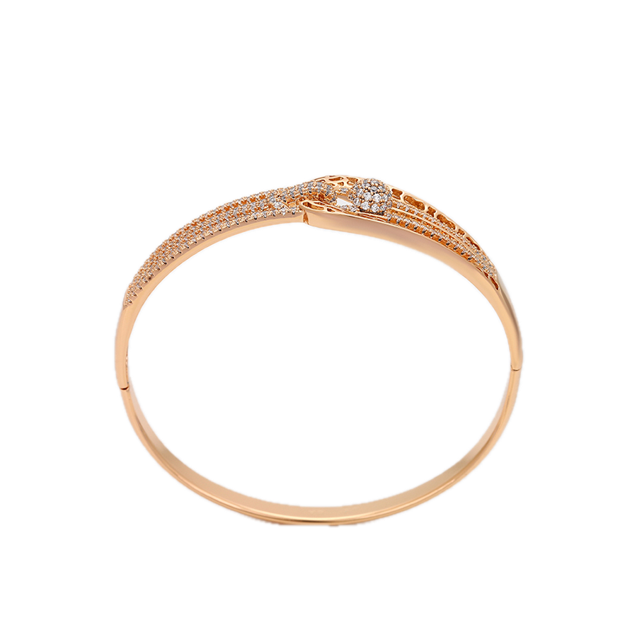 Larima – 18K Gold Plated Wide Sculptural Bangle with White Cubic Zirconia | Signature Daily Bangle for Women