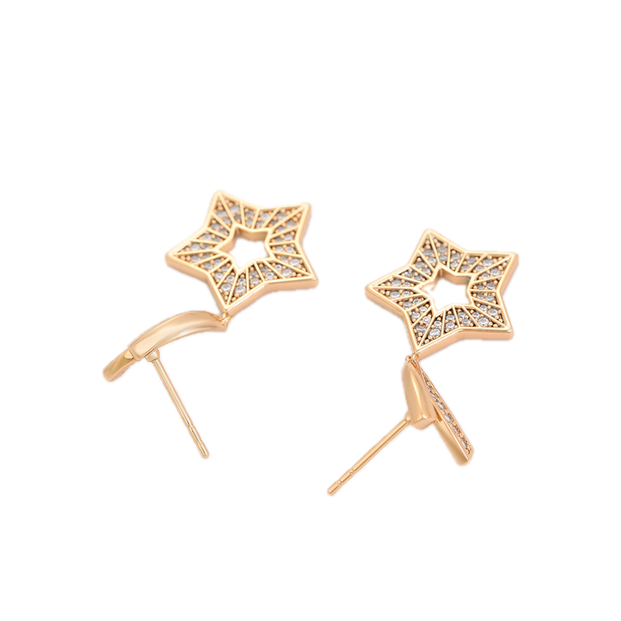 Luminae – 18K Gold Drop Earrings with White Cubic Zirconia | Radiant Everyday Earrings for Women