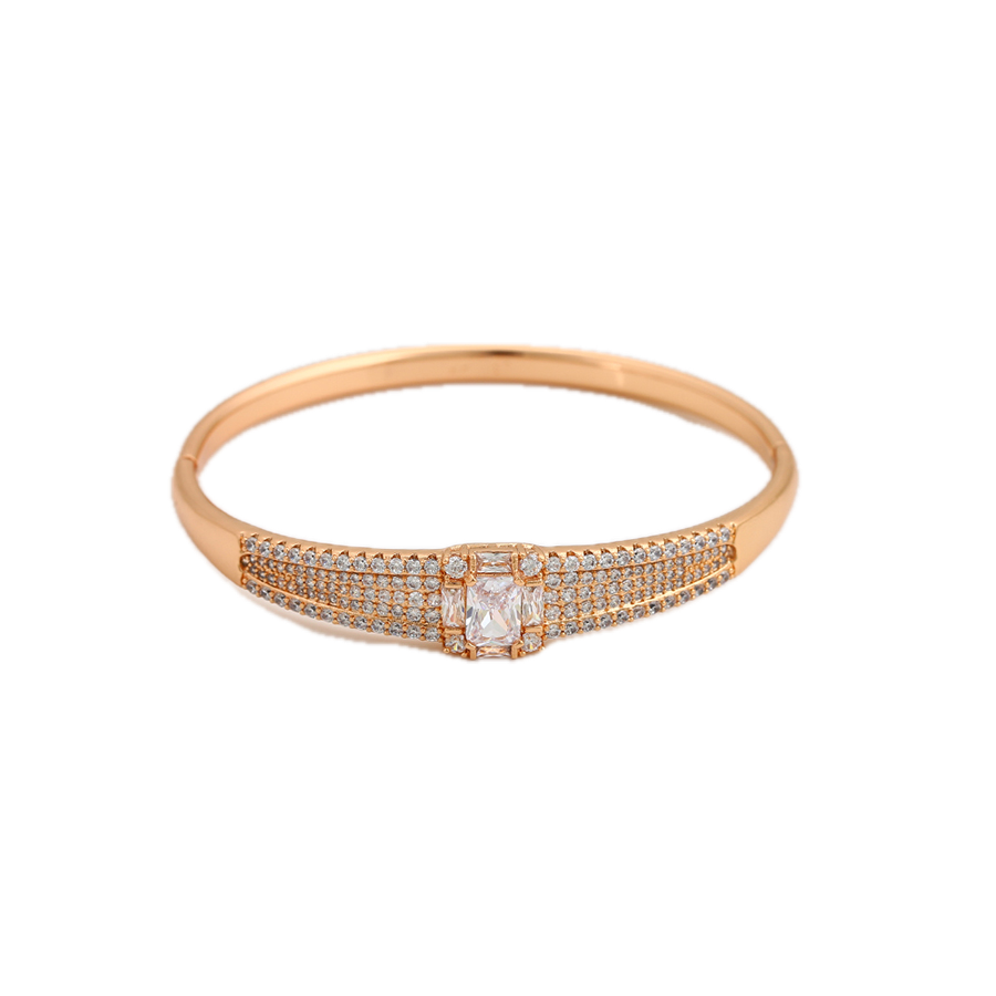 Auriva – 18K Gold Plated Luxury Bangle with White Cubic Zirconia | Statement Bracelet for Women