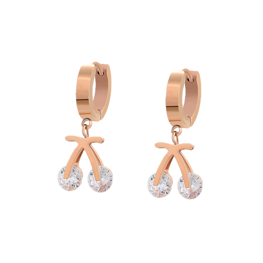 Rosaria – Rose Gold Stainless Steel Drop Earrings | Romantic Everyday Earrings for Women