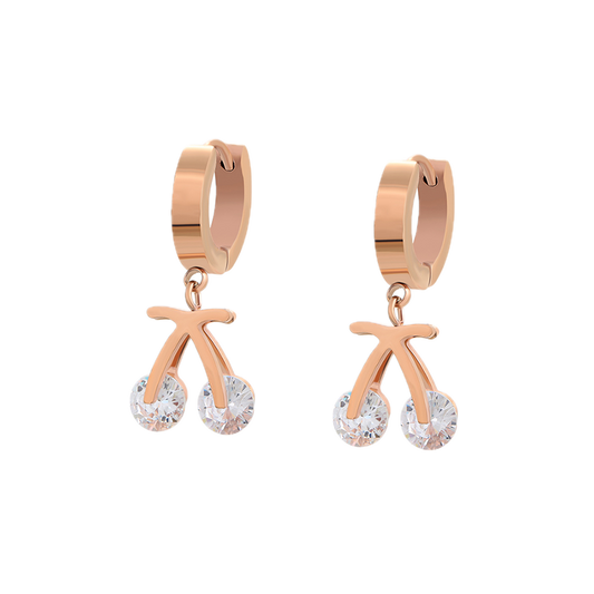 Rosaria – Rose Gold Stainless Steel Drop Earrings | Romantic Everyday Earrings for Women