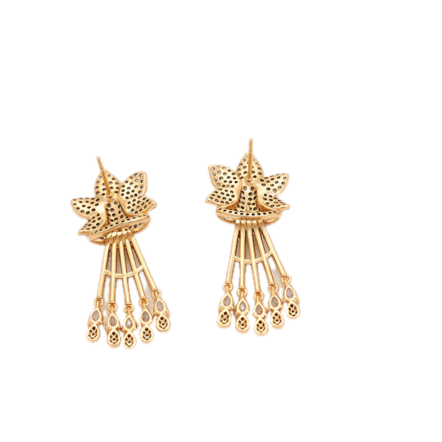 Auriva – 18K Gold Luxury Drop Earrings with White Cubic Zirconia | Celebration Earrings for Women