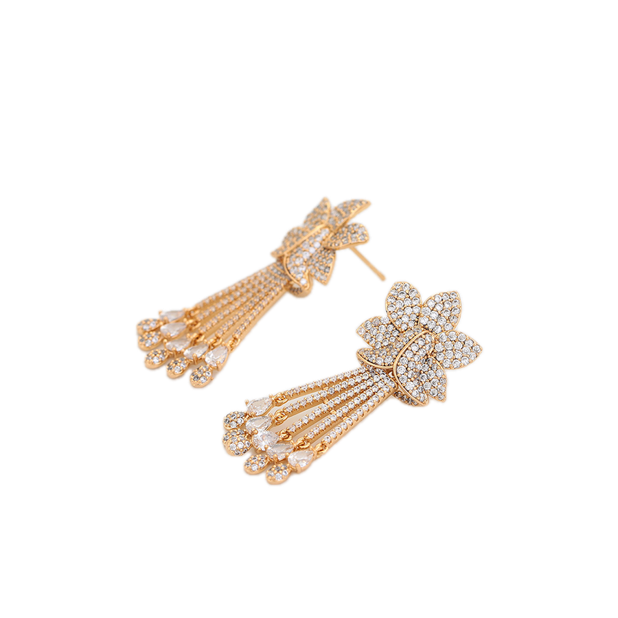 Auriva – 18K Gold Luxury Drop Earrings with White Cubic Zirconia | Celebration Earrings for Women