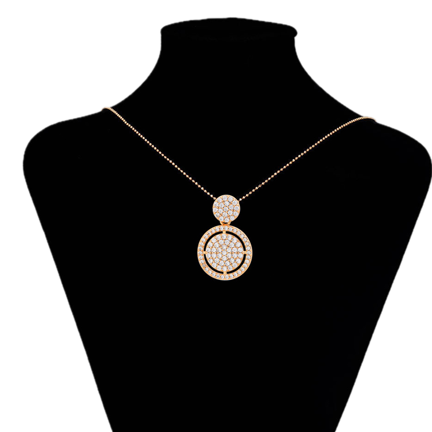 Jewelry necklace with a pendant on a black mannequin bust, brand 'Xuping' visible.