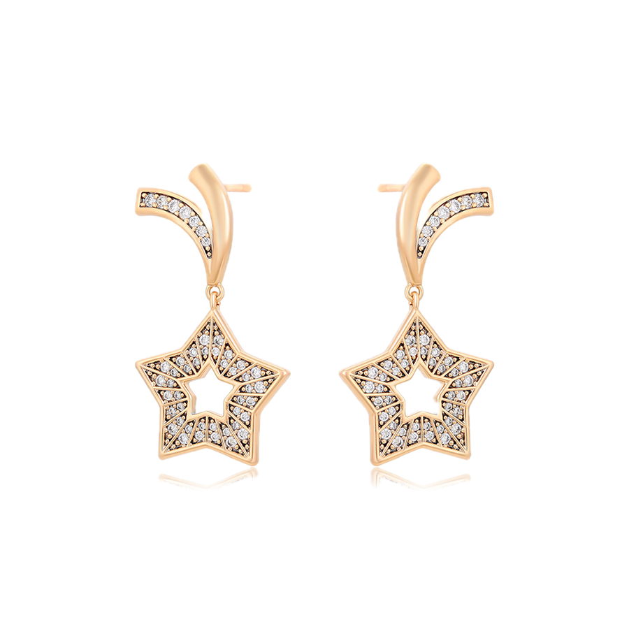 Luminae – 18K Gold Drop Earrings with White Cubic Zirconia | Radiant Everyday Earrings for Women