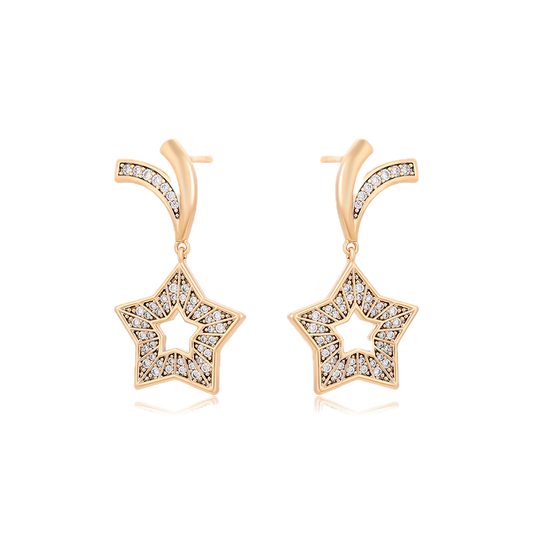 Luminae – 18K Gold Drop Earrings with White Cubic Zirconia | Radiant Everyday Earrings for Women
