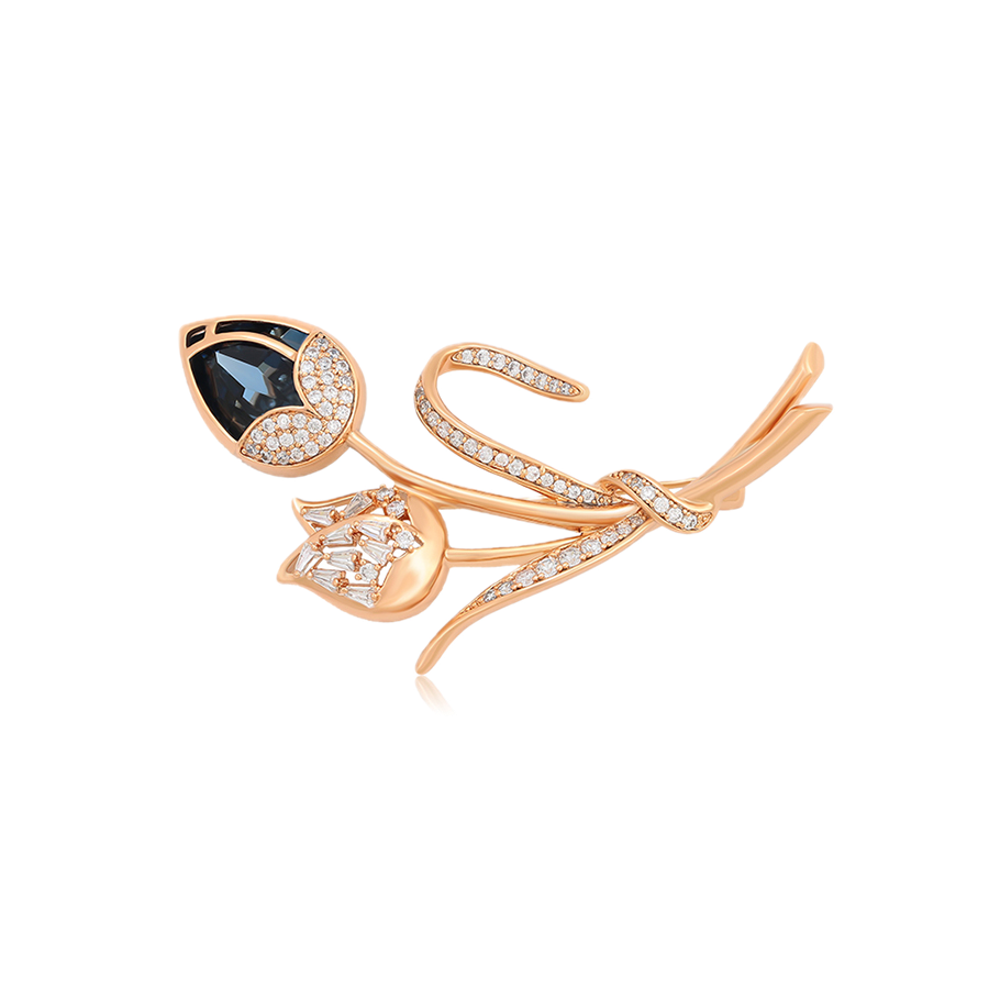 Vastura – 18K Gold Luxury Brooch with Statement Crystal | Grand Occasion Pin for Women