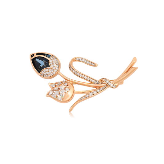 Vastura – 18K Gold Luxury Brooch with Statement Crystal | Grand Occasion Pin for Women