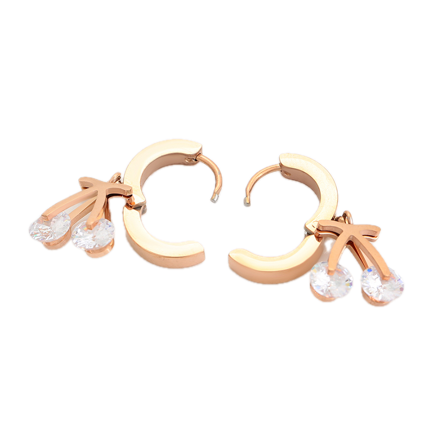 Rosaria – Rose Gold Stainless Steel Drop Earrings | Romantic Everyday Earrings for Women
