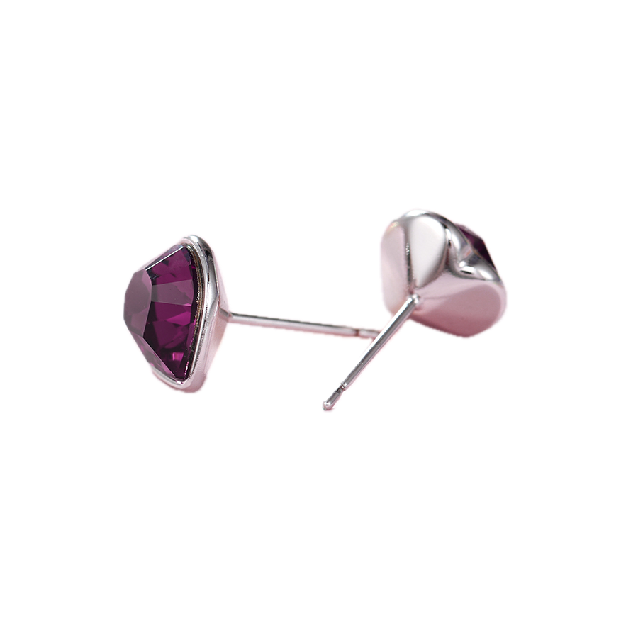Violara – Platinum Plated Stud Earrings with Purple Synthetic Crystal | Rare Statement Studs for Women