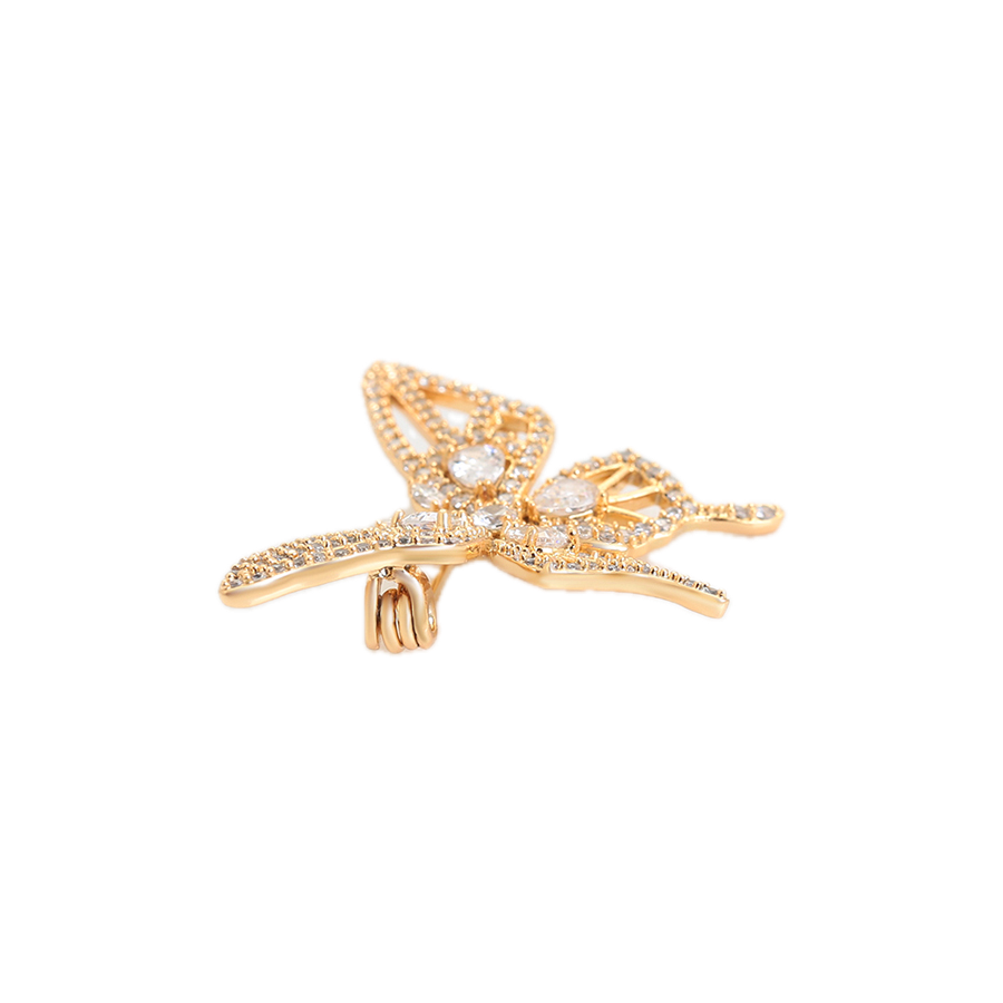 Faunara – 18K Gold Animal Shape Brooch with White Cubic Zirconia | Nature-Inspired Luxury Pin for Women