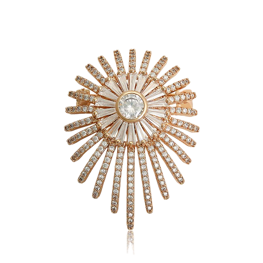 Xperia – 18K Gold Signature Brooch with White Cubic Zirconia | Monogram Statement Pin for Women